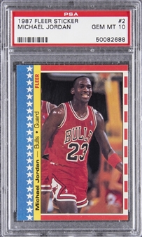 1987-88 Fleer Sticker #2 Michael Jordan – PSA GEM MT 10